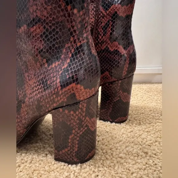 NEW❣️ASH Jade Python Leather Ankle Boots Size EU 38 US 7.5-8, Cognac