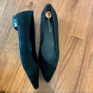 New DONALD PLINER Black Palma Flats Leather 7