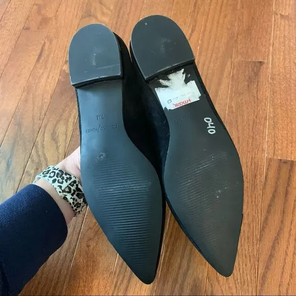 New DONALD PLINER Black Palma Flats Leather 7