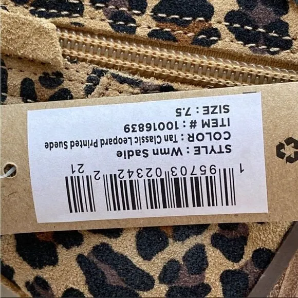 NEW TOMS Sadie Suede Wedge Leather Wedge Bootie Leopard Print Side Zip Boots