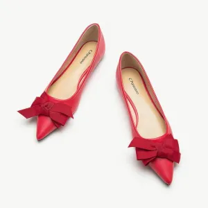 NIB C.Paravano Red Pointy Bow Flats (Aida) Size 39 or 8.5