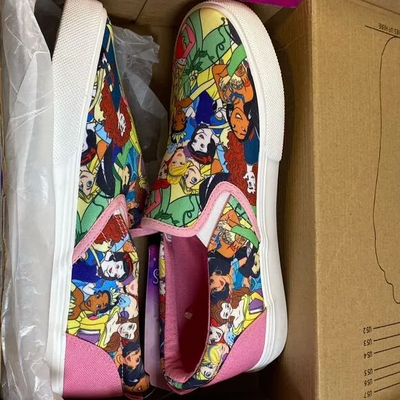 NIB Disney Princess Kids Girls Belle Slip-On Casual Shoes - Multicolor - Size 3