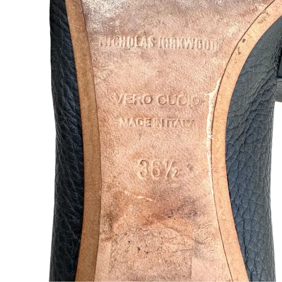 Nicholas Kirkwood Beya Loafers Black Pebbled Leather Flats Made in Italy