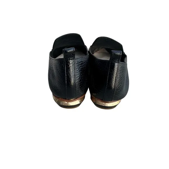 Nicholas Kirkwood Beya Loafers Black Pebbled Leather Flats Made in Italy
