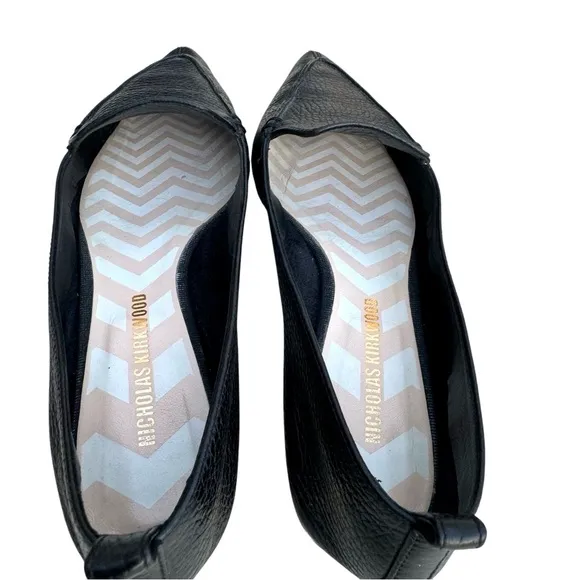 Nicholas Kirkwood Beya Loafers Black Pebbled Leather Flats Made in Italy
