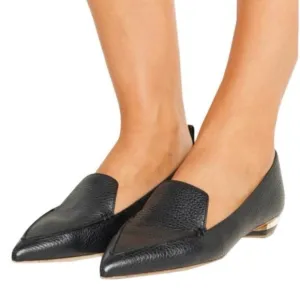 Nicholas Kirkwood Beya Loafers Black Pebbled Leather Flats Made in Italy