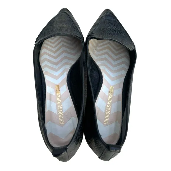 Nicholas Kirkwood Beya Loafers Black Pebbled Leather Flats Made in Italy