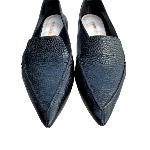 Nicholas Kirkwood Beya Loafers Black Pebbled Leather Flats Made in Italy