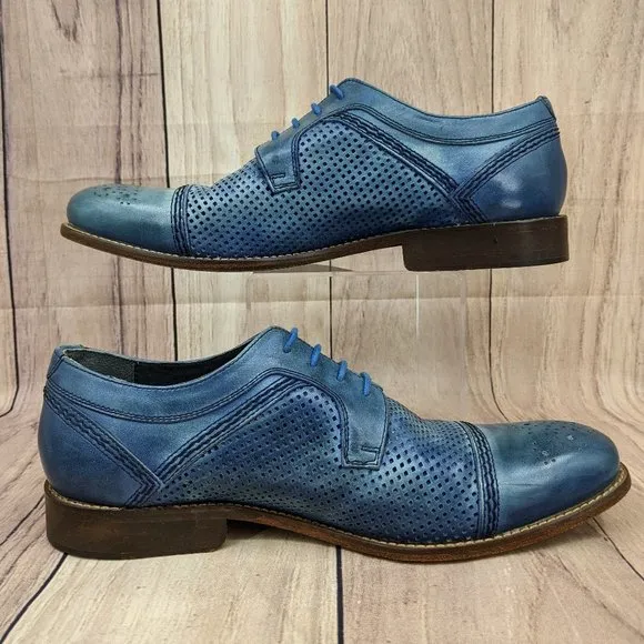 NICO NERINI Men's Cap Toe Derby Shoes Cerulean Blue Lace Up EU 42 Italia…