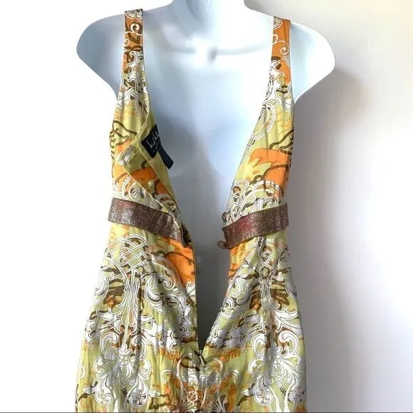 NICOLE MILLER COLLECTION ORNATE SILK DRESS