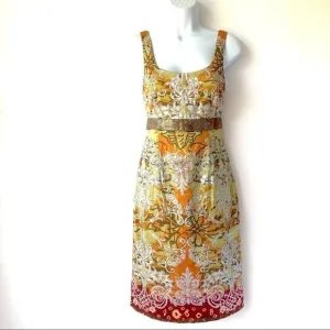 NICOLE MILLER COLLECTION ORNATE SILK DRESS