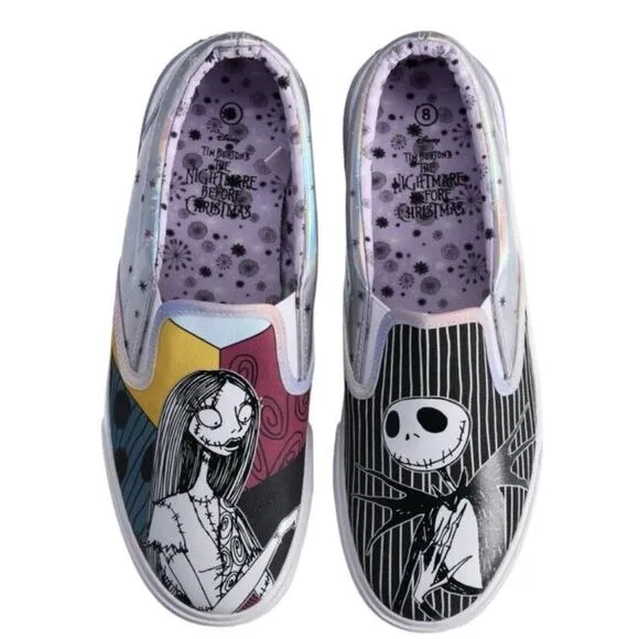 Nightmare Before Christmas Jack &amp; Sally Slip On Shoes Women's 8