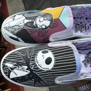 Nightmare Before Christmas Jack &amp; Sally Slip On Shoes Women's 8