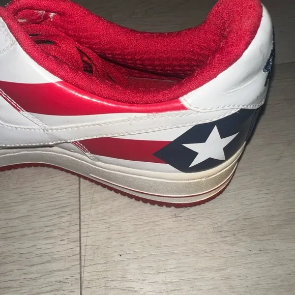 Nike Air Force 1 Low Puerto Rico 7 White and Red Sneakers Classic Low-Top Design