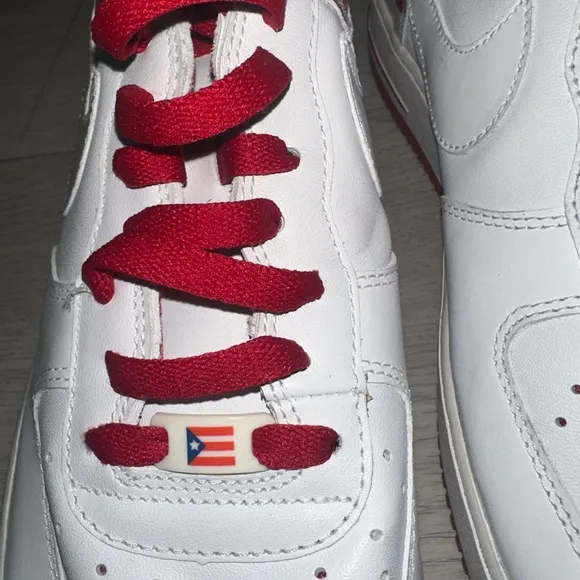 Nike Air Force 1 Low Puerto Rico 7 White and Red Sneakers Classic Low-Top Design