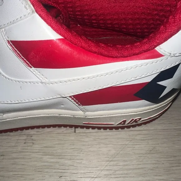 Nike Air Force 1 Low Puerto Rico 7 White and Red Sneakers Classic Low-Top Design