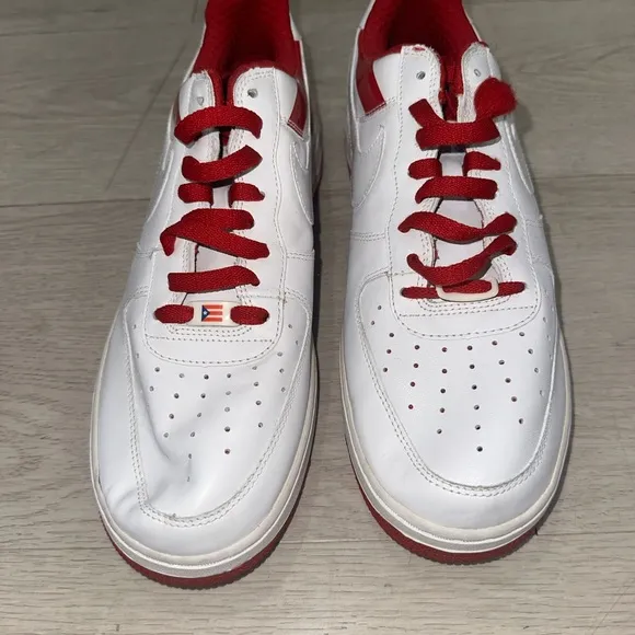 Nike Air Force 1 Low Puerto Rico 7 White and Red Sneakers Classic Low-Top Design