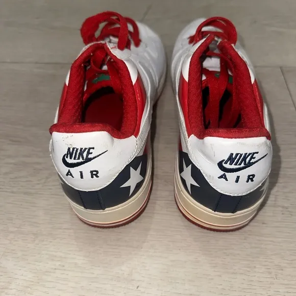 Nike Air Force 1 Low Puerto Rico 7 White and Red Sneakers Classic Low-Top Design