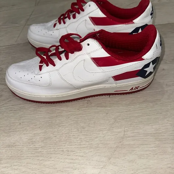 Nike Air Force 1 Low Puerto Rico 7 White and Red Sneakers Classic Low-Top Design