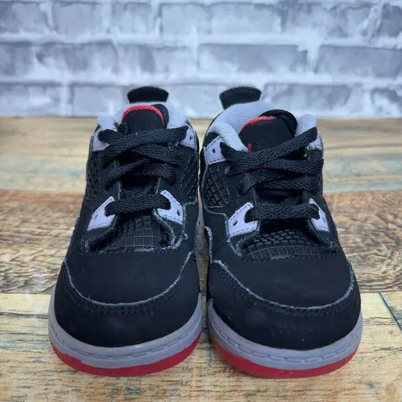 Nike Air Jordan 4 IV Retro‎ TD Bred Black Red 2012 308500-089 Toddlers Size 6C