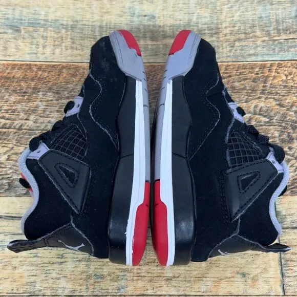 Nike Air Jordan 4 IV Retro‎ TD Bred Black Red 2012 308500-089 Toddlers Size 6C