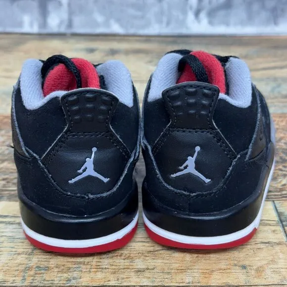 Nike Air Jordan 4 IV Retro‎ TD Bred Black Red 2012 308500-089 Toddlers Size 6C