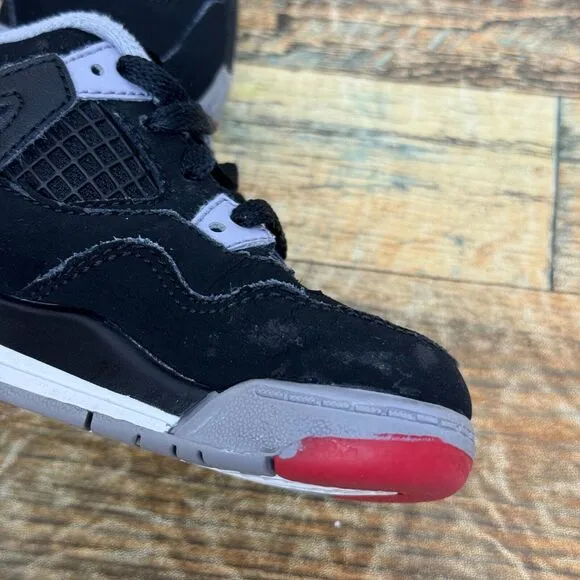 Nike Air Jordan 4 IV Retro‎ TD Bred Black Red 2012 308500-089 Toddlers Size 6C