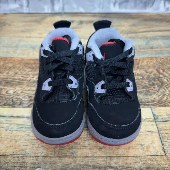 Nike Air Jordan 4 IV Retro‎ TD Bred Black Red 2012 308500-089 Toddlers Size 6C