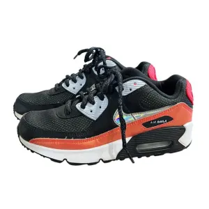 Nike Air Max 90 Sneakers Youth 4 Black Crimson Silver Metallic Shoes CT1966-001