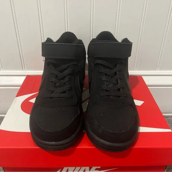 Nike Court Borough Mid (PSV) Shoes Size 12c Sneakers School Black 870026-001