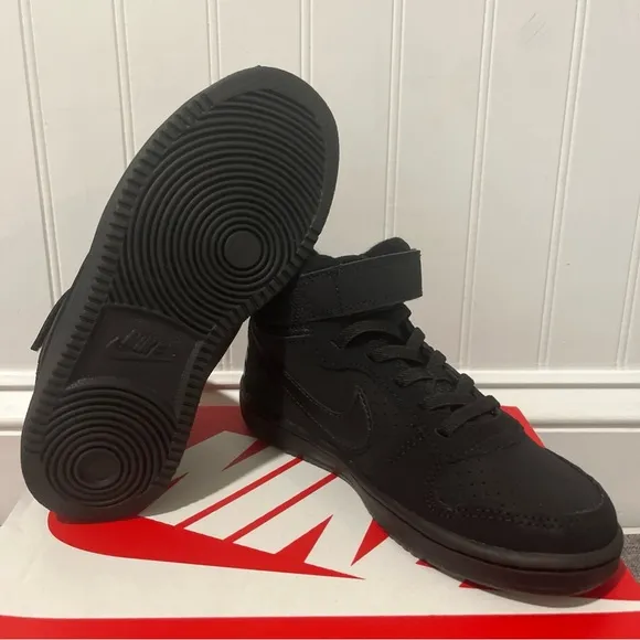 Nike Court Borough Mid (PSV) Shoes Size 12c Sneakers School Black 870026-001