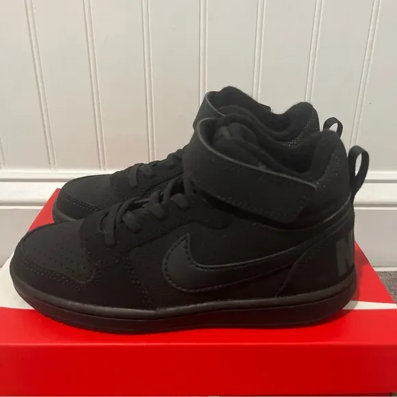 Nike Court Borough Mid (PSV) Shoes Size 12c Sneakers School Black 870026-001