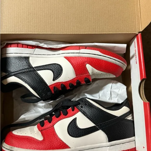 Nike Dunk Low GS in Black and Chile Red