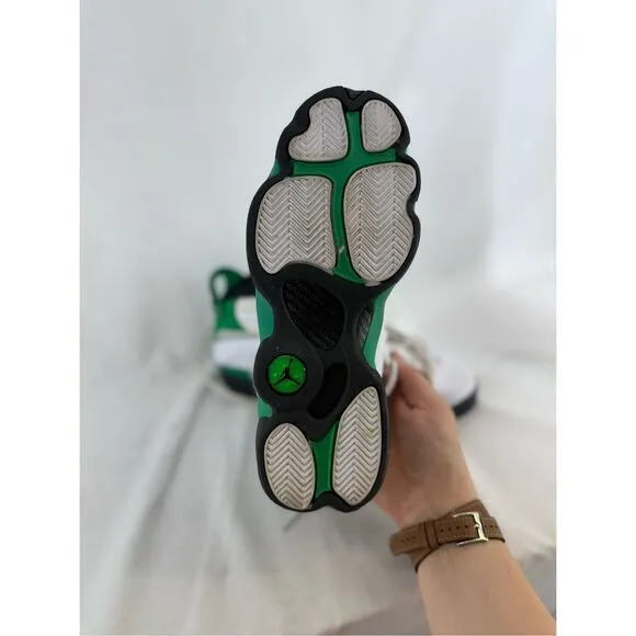 Nike Jordan Kids White Green 6 Rings Lucky Athletic Sneakers Shoes Size 6Y