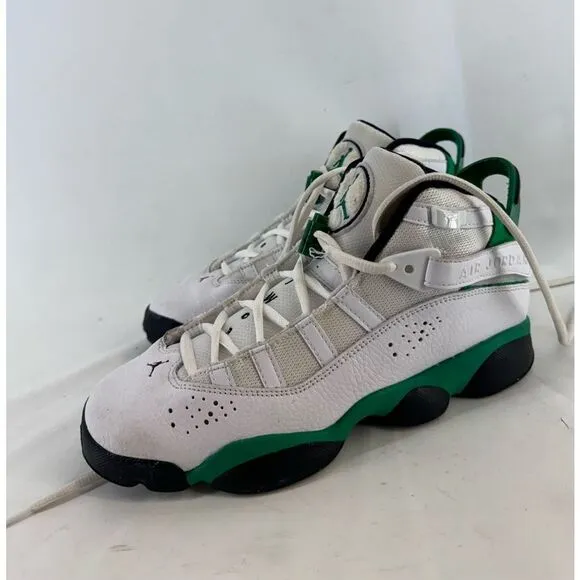 Nike Jordan Kids White Green 6 Rings Lucky Athletic Sneakers Shoes Size 6Y