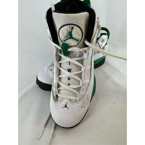 Nike Jordan Kids White Green 6 Rings Lucky Athletic Sneakers Shoes Size 6Y