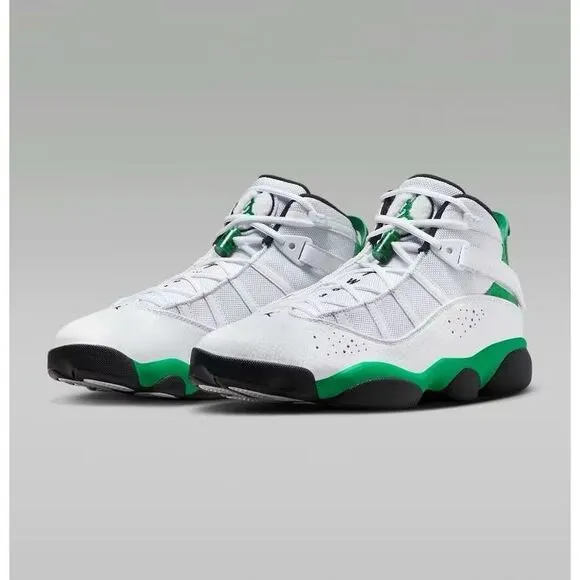Nike Jordan Kids White Green 6 Rings Lucky Athletic Sneakers Shoes Size 6Y