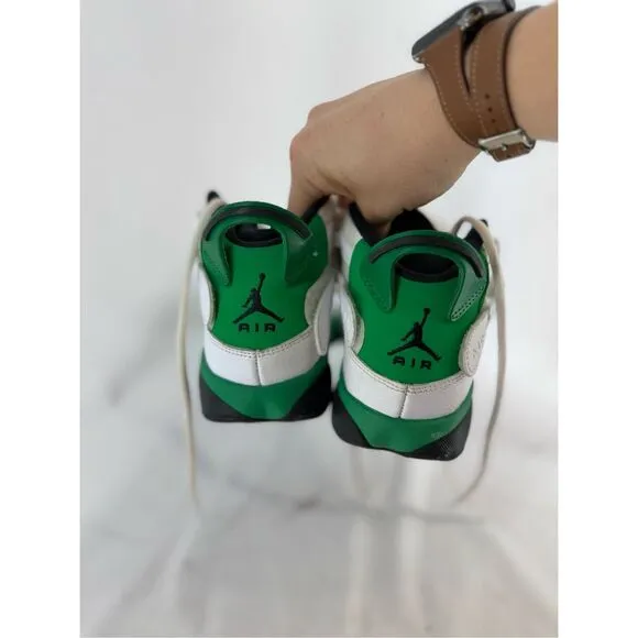 Nike Jordan Kids White Green 6 Rings Lucky Athletic Sneakers Shoes Size 6Y