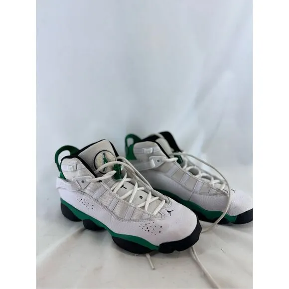 Nike Jordan Kids White Green 6 Rings Lucky Athletic Sneakers Shoes Size 6Y