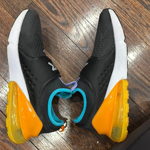 Nike Kids Black and Orange Slip-On Shoes