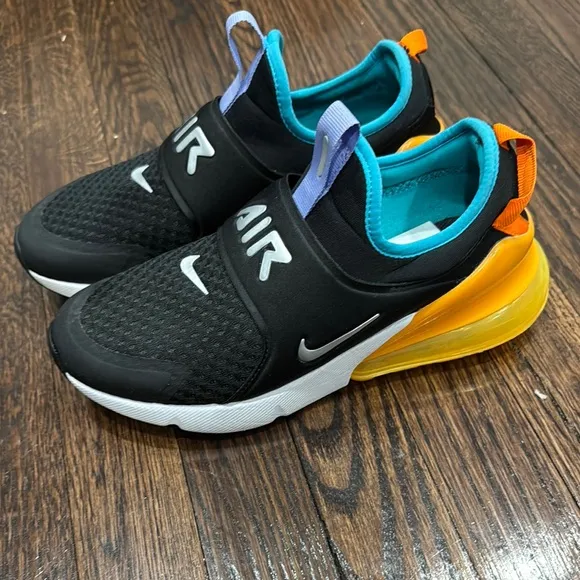 Nike Kids Black and Orange Slip-On Shoes