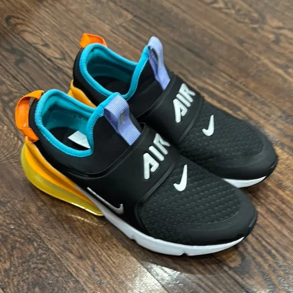 Nike Kids Black and Orange Slip-On Shoes