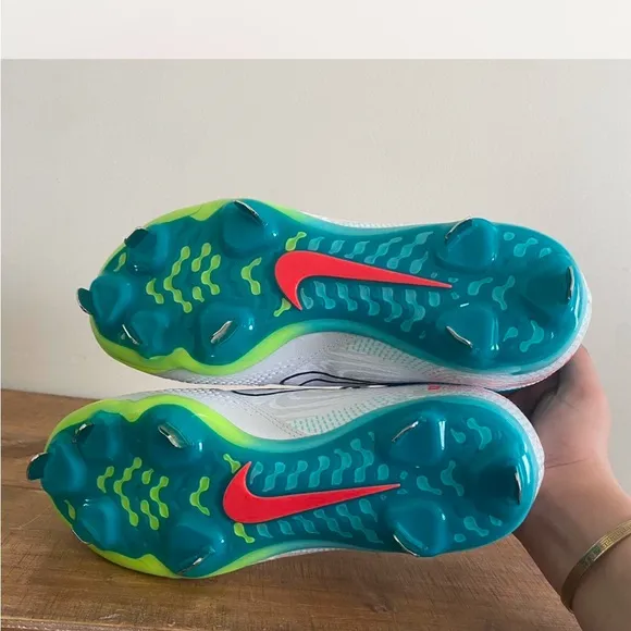 Nike Kids White and Green Athletic Shoes