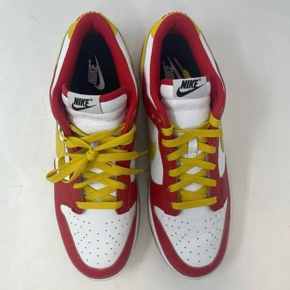 Nike Red White Lace Up Dunk Low Retro USC Low Top Sneakers Shoes Size 12