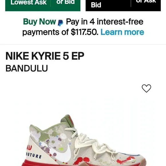 Nike men's Kyrie 5 EP Bandulu CK5836-100 basketball shoes size 10.5. 741