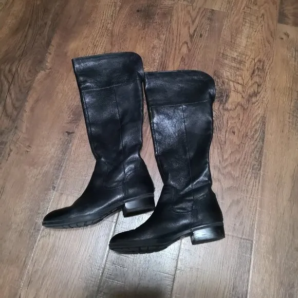 Nine West Black Leather Knee High Boots Size 6M