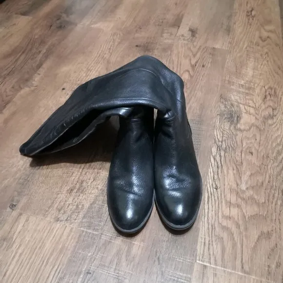 Nine West Black Leather Knee High Boots Size 6M