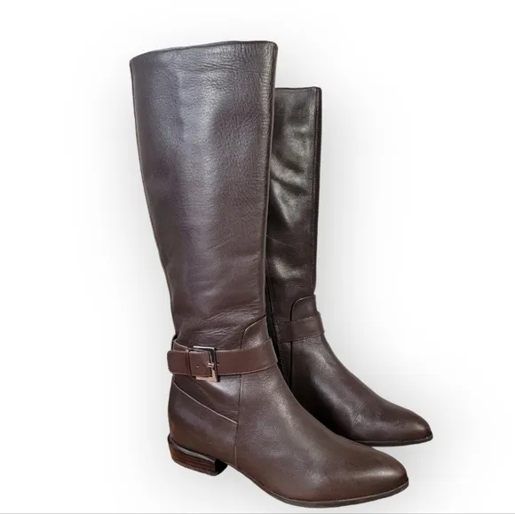 Nine West Diablo knee high Boots Genuine Leather Espresso  Size 6