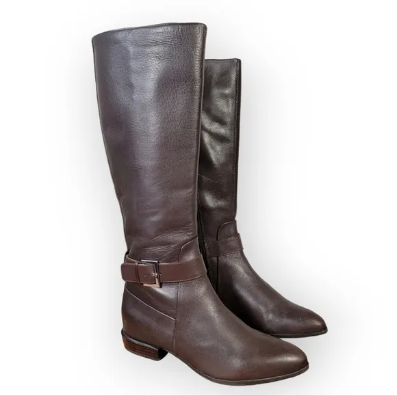 Nine West Diablo knee high Boots Genuine Leather Espresso  Size 6