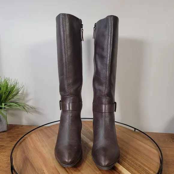 Nine West Diablo knee high Boots Genuine Leather Espresso  Size 6